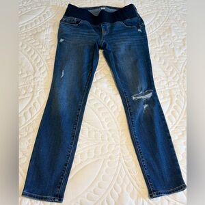 Old Navy Dark Blue Distressed Maternity Skinny Jeans